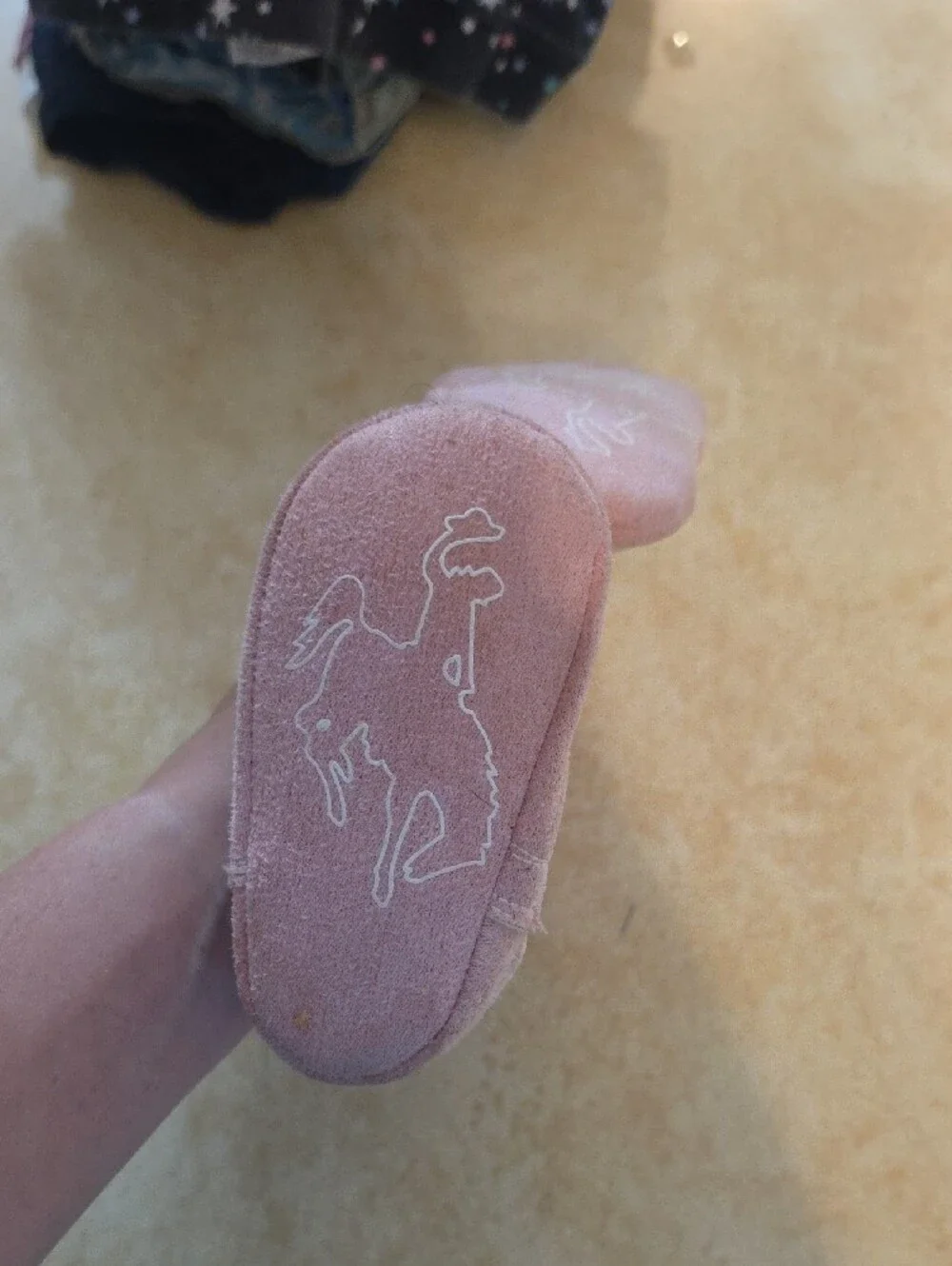 Baby Girl Pink Suede Walker Booties with Embroidered Detail
